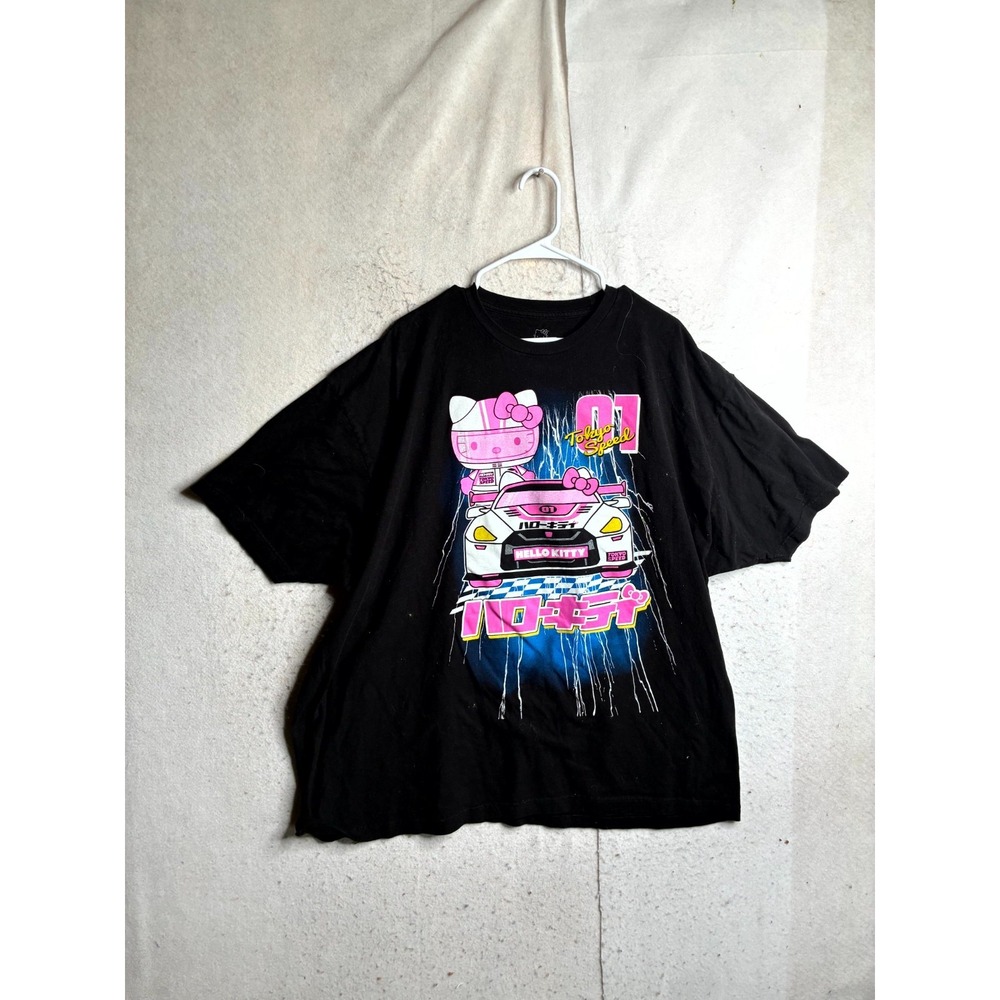 Sanrio Hello Kitty Tokyo Speed T-Shirt Men 3XL Black Graphic Cotton Short Sleeve